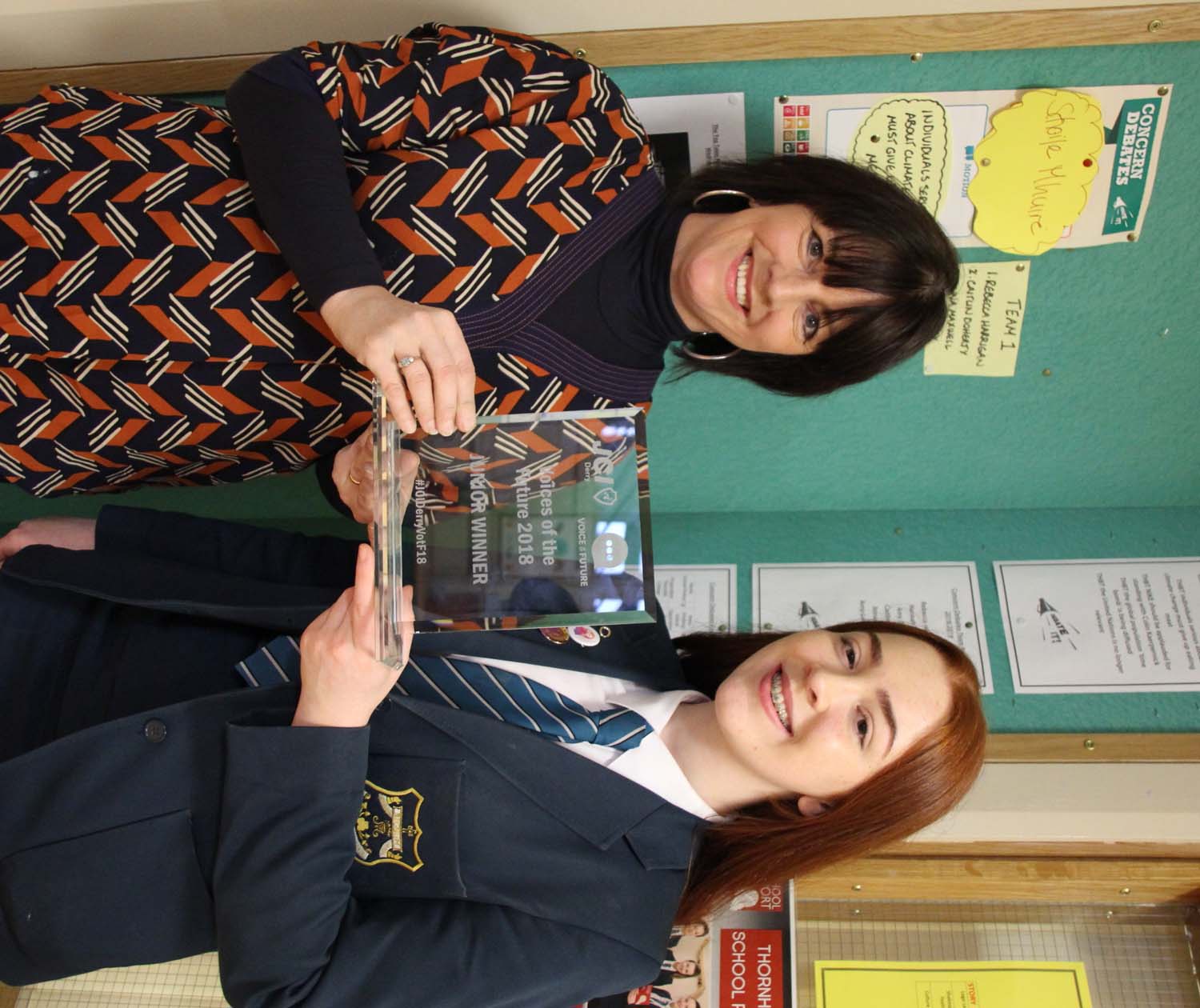 Molly celebrates her success with Ms Connelly, Co-ordinator of Public Speaking